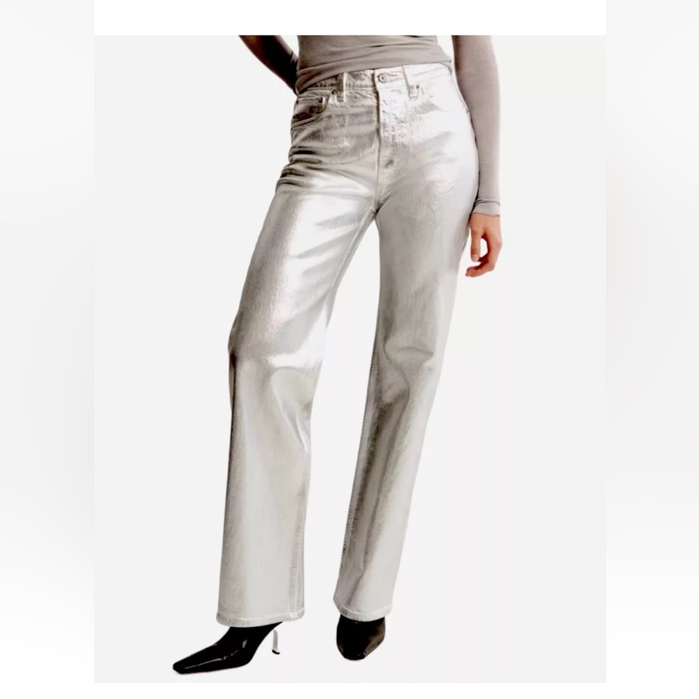 ALMOST FAMOUS DAD  Jeans Metallic Silver Pants Size 9 NWT